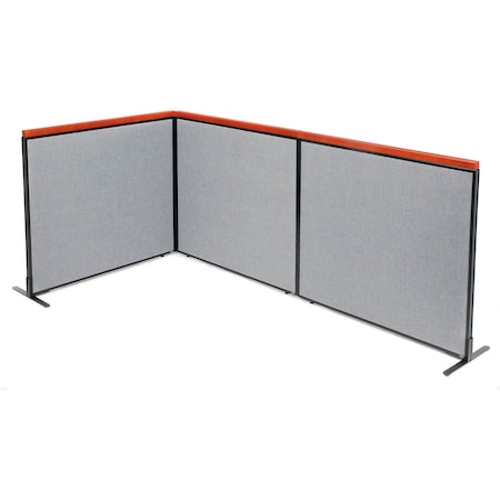 Interion By Global Industrial Interion Deluxe Freestanding 3-Panel Corner Room Divider, 48-1/4inW x 43-1/2inH Panels, Gray 695081GY